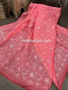 Full size cotton dupatta with "tepchi" hand embroidery and crochet lace. Bollywood Style Cambric Dupatta With Intricate Embroidery, Festive Cambric Dupatta With Intricate Embroidery, Festive Intricate Embroidered Cambric Dupatta, Anarkali Style Dupatta With Intricate Embroidery In Cambric, White Cotton Dupatta With Intricate Embroidery, Cambric Dupatta With Intricate Embroidery In Traditional Drape, Pink Cotton Anarkali Set With Chikankari Embroidery, Cambric Dupatta With Intricate Embroidery For Festivals, Semi-stitched Cambric Dupatta With Intricate Embroidery