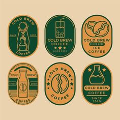 four different logos for cold brew coffee