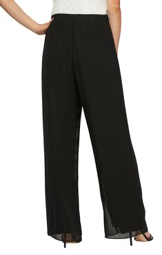 Elegant Evening Separates Your perfect pant for day & night! This pant is a pull on. Inseam is 28 1/4" Chiffon Palazzo Pants, High Waisted Straight Leg Pants, Chiffon Pants, Evening Blouses, Alex Evenings, Perfect Pant, Petite Pants, For A Reason, Pants Straight