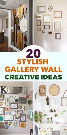 several different pictures with the words 20 stylish gallery wall creative ideas