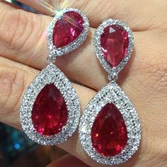 |200001034:367#E2203 Red Water, Red Jewel, Crystal Fashion, Wedding Anniversary Party, Cubic Zirconia Earrings, Earrings Women, Perfect Palette, Jewelry Design Necklace, Hanging Earrings