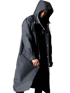 Stay dry and stylish with the Adult's Black Waterproof Long Raincoat. Designed to keep you protected from the rain, this raincoat is made from high-quality waterproof material that will keep you dry even in the heaviest downpour. Its long length provides extra coverage, ensuring that you stay completely dry from head to toe. The sleek black color adds a touch of sophistication to your rainy day attire, making it perfect for both casual and formal occasions. With its durable construction and comfortable fit, this raincoat is a must-have for any adult looking to stay dry and fashionable in wet weather.The adjustable drawstring hood provides additional coverage, while the front zipper closure keeps you secure and dry in any weather condition.With practicality in mind, this raincoat also inclu Long Sleeve Nylon Raincoat For Rainy Weather, Black Nylon Windbreaker For Rainy Weather, Hooded Weatherproof Raincoat For Travel, Black Weatherproof Nylon Raincoat, Weatherproof Black Nylon Raincoat, Functional Black Windbreaker For Rainy Weather, Weatherproof Hooded Raincoat For Travel, Black Techwear Raincoat For Fall, Winter Waterproof Raincoat For Outdoor Use