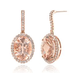 Simple designs are becoming a chic trend this season.   Here is one of our favourite gems, the #Morganite set in 14K #RoseGold that has been beautifully accentuated with #diamonds.   #gemstoneearrings #giftsforher #jewelrytrends2019 Color Stones Jewelry, Morganite Earrings, Halo Diamond Earrings, Halo Earrings, Earrings Statement, Beach Vibes, Diamond Fashion, Rose Gold Earrings, Exquisite Jewelry