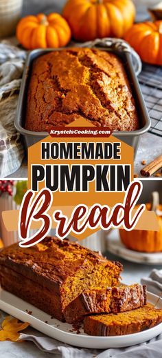 homemade pumpkin bread with text overlay