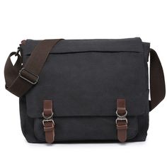 Material: High Density Washed Canvas Fabric, Durable And Lightweight:1.12 Lbs. Anti-Scratchable For Longer Use.. Occasion: The Vintage Style Means It Would Look Equally Good On Men And Women. A Great Bag For Your Everyday Use Or To Pack For A Trip For When You May Need A Useful Bag. Perfect For Work, Campus, Travel, Hiking, Daily Using.. Size:15.7"W X 13.8"H X 5.1"D,Comfortably Fit A 15" Laptop, Shoulder Strap:46", Adjustable. The Canvas Messenger Bag Is Lightweight, Compact, Vintage, Easy To Ca Casual Black Shoulder Bag With Hasp Closure, Casual Black Shoulder Bag For Business, Casual Black Satchel With Hasp Closure, Casual Business Satchel With Pockets, Black Canvas Bag For Business, Black Canvas Shoulder Bag For Business, Black Canvas Business Bag, Pack For A Trip, Vintage Briefcase