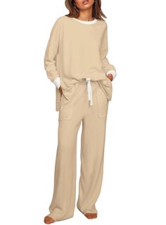 PRICES MAY VARY. ✔Design: Two-Piece Set/Long Sleeve Pullover Tops/Round Neck/Solid Color/Long Leg Pants/wide Foot/Lightweight/Loose Fit/Two Piece Tracksuit Set/Loungewear Set/Jogger Set/Drawstring Waist/High Waist/Winter Outfits For Women/Fall Fashion Clothes For Women 2023 ✔Soft Fabric: Quality Is Our First Consideration. After A Long Time Of Consideration And Selection Of Fabrics, We Adopt A Soft And Lightweight Fabric To Give You A Wonderful Wearing Experience. More Importantly,Please Wash It Tan Pants For Fall For Women, Size 12 50 Yo, Womens Cashmere Jogging Suits, Affordable Casual Crew Neck Sets, Cheap Women's Matching Pant Set, Luxury Solid Color Wide Leg Pants For Loungewear, Cheap Casual Sets In Solid Color, Cheap Women's Matching Set Tops, Cheap Casual Loungewear Bottoms