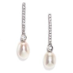 Aubrie Elegant Freshwater Pearl and Crystal Drop Earring Earring Bridal, Flower Girl Jewelry, Bridesmaid Pearls, Bridal Earrings Drop, Pearl Earrings Wedding, Choker Pendant, Bridal Earrings Pearl, Classic Earrings, Freshwater Pearls Earrings