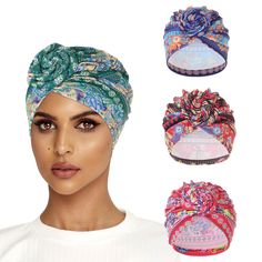 PRICES MAY VARY. Material: This African flower knot headscarf is made of high-quality polyester, with African patterns and bohemian print designs, bright colors, breathable, wear it in spring and fall, and block the wind in winter. Size: The elastic bandana hat fits most people's head shapes, easy to wear, not too tight or too loose, can be stretched to fit your head shape, comfortable to wear, not slipping, not easy to fade and deform. Application occasions: The pre-tied headwrap beanie can be worn in daily, sports, travelling, party or other occasions, delicate prints will make you more charming in the crowd, it can also be used as a sleeping cap or chemotherapy cap. The African print turban bonnet cap has a chic and beautiful design, suitable for birthday, Christmas and other holiday gi Knotted Headwrap, Boho Twists, Floral Hat, Turban Hat, Bohemian Print, Twist Knot, African Pattern, Head Shapes, Turbans