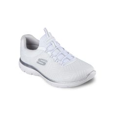 Climb to the height of sporty style and comfort wearing these Skechers Summits shoes.Click this FOOTWEAR GUIDE to find the perfect fit and more!Climb to the height of sporty style and comfort wearing these Skechers Summits shoes.Click this FOOTWEAR GUIDE to find the perfect fit and more!FEATURES Memory Foam full length cushioned comfort insole Bungee stretch fabric laced instep panel for easy slip on fit Lightweight flexible shock absorbing midsole Flexible traction outsoleDETAILS Manmade upper Vegan Design, Skechers Memory Foam, Skechers Women, Comfort Wear, Women's Sneakers, Classic Shoes, Chic Woman, Shoe Size Chart, Sporty Style