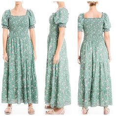 New With Tag Max Studio Women's Crepe Smocked Bodice Maxi Dress Color Green Size S Please See Pictures For All Measurements Before Purchasing. Smoke Free Environment. Bundle For Great Savings. No Returns Accepted. Fast Shipping. 12 Oz 40 / 2245 M Green Tiered Smocked Dress, Bohemian Fitted Smocked Dress With Puff Sleeves, Fitted Bohemian Smocked Dress With Puff Sleeves, Green Smocked Dress With Square Neck, Fitted Green Smocked Dress With Floral Print, Green Midi Smocked Dress With Smocked Bodice, Green Smocked Square Neck Dress For Vacation, Green Smocked Dress With Flowy Smocked Cuffs, Green Flowy Smocked Dress With Smocked Cuffs