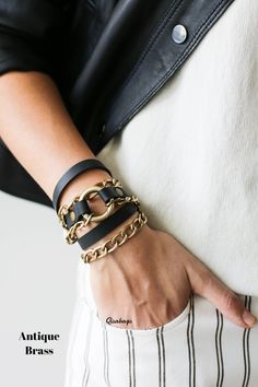 "Black Leather Bracelet, Leather Jewelry, Boho Bracelet, Leather Cuff Women, Leather wristband, Gift for Her ✨New Line of Minimalist Ring Leather Bracelet cuffs is out! And the best thing is that these beautiful Ring bracelets match our new line of \"2021 Ring collection\" bags perfectly and they also come in almost all colors to match all of our bags! 🔸Small Ring Edition with Chain - You can now Choose the color of your hardware and chain! * Simple and Elegant design * High Quality, Soft Natur Trendy Adjustable Black Chain Bracelet, Trendy Black Adjustable Chain Bracelet, Everyday Black Bracelets With Wrist Strap, Black Cuff Bracelet With Strap, Black Cuff Jewelry With Bracelet Strap, Trendy Black Cuff Jewelry, Modern Gold Bracelet With Wrist Strap, Black Adjustable Band Bracelet, Trendy Black Band Leather Bracelet