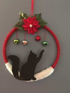 a christmas ornament with a cat on it