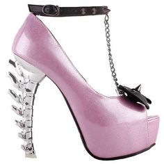 Iron Fist Pink Skull Heels Skull Heels, Black Skull Ring, Silver Platforms, Black Bow Tie, Pink Skull, Toes Designs, Pump Types, Peep Toe Shoes, Iron Fist