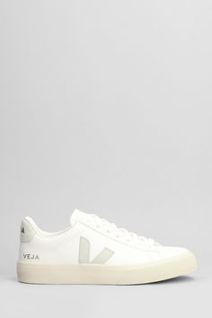 Campo Sneakers in white leather, round toe, laces, side leather logo , logo back, recycled rubber sole, 100% leather, Made in Brazil Veja Campo Sneakers, Recycled Rubber, Sneaker Wedge, Made In Brazil, Leather Logo, Sneaker Brands, Beautiful Shoes, Manolo Blahnik, Sneakers White