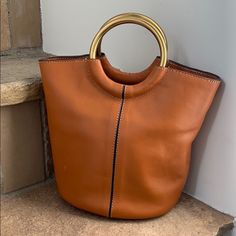 J. Crew Caramel Leather Bucket Bag With Brass Ring Handles. Interior Pockets. Never Used. Price Is Firm. Brown Bucket Bag With Round Handle For Shopping, Brown Bucket Bag With Metal Hardware, Brown Bucket Bag With Brass Hardware, Brown Bucket Bag With Gold-tone Hardware For Errands, Hang Bags, Diy Wedding Gifts, Sewing Business, Ring Handle, Leather Bucket Bag