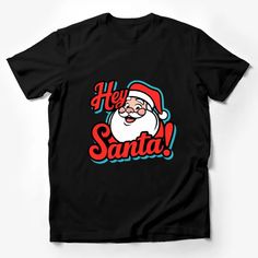 Winking Santa Cartoon T-Shirt, Hey Santa! Holiday Graphic Tee, Christmas Apparel, Festive Winter Clothing for All Male T-Shirt Custom graphic T-Shirt.Customize your color Black Crew Neck Christmas T-shirt, Black Crew Neck T-shirt For Holidays, Black Short Sleeve Christmas T-shirt, Black Christmas T-shirt With Short Sleeves, Casual Crew Neck Holiday T-shirt, Christmas Graphic Print Short Sleeve T-shirt, Black T-shirt With Christmas Print, Christmas Black Graphic Tee T-shirt, Black Graphic Tee For Christmas