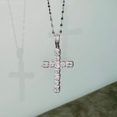 Vintage Silver Crystal Cross Necklace Crystal Cross Pendant Clavicle Necklace, Diamond White Crystal Cross Pendant Necklace, Diamond White Crystal Cross Necklace, Crystal Cross Necklace With Diamond Accents, White Crystal Cross Necklaces, White Gold Crystal Cross Pendant Necklace, Clear Cubic Zirconia Cross Pendant Necklace, Crystal Cross Pendant Necklace With Bling, Crystal Cross Pendant Necklace As Gift