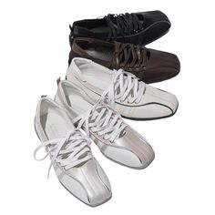 These balletcore sneakers have a minimalistic stitched detail, lace-up closure, and a low-profile sole for a sleek and versatile look Material: Vegan Leather Run small, please review the sizing information Ballet Core Aesthetic, Ballet Sneakers, Aesthetic Sneakers, Vintage Inspired Shoes, Lace Up Ballet Flats, Ballet Core, Chunky Loafers, Slouchy Boots, Soft Aesthetic