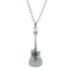 This stunning Acoustic Classical Guitar Silver Necklace is the perfect accessory for music lovers. Whether you're a man or a woman, this elegant necklace is sure to add a touch of sophistication to any outfit. With personalizable options and available in different chain models, this antique silver plated necklace is a unique piece that is both stylish and versatile. Add some musical flair to your look with this beautiful guitar necklace. Personalized Acoustic Classical Guitar Silver Necklace for Guitar Necklace, Necklace Man, Silver Necklaces Women, Mens Silver Necklace, Vintage Inspired Jewelry, Beautiful Guitars, Cadeau Couple, Cute Gift Boxes, Elegant Necklace