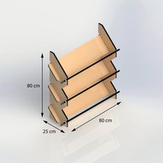 a three tiered book shelf with measurements