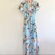 Floral Maxi Dress Blue Beautiful Maxi Summer Dress Beautiful Maxi Floral Summer Dress With Sexy Back Slip! Perfect For Summer Dates Or Get Togethers With Family/ Friends! Size: All Measurements In Pictures! Condition: Brand New! Only Tried In Once! Light Blue Summer Maxi Dress For Party, Fitted Light Blue Maxi Dress For Vacation, Light Blue Maxi Dress For Beach Cover-up In Spring, Light Blue Fitted Maxi Dress For Beach, Fitted Light Blue Maxi Dress For Beach, Light Blue Summer Maxi Dress For Brunch, Fitted Short Sleeve Maxi Dress For Beach Cover-up, Fitted Maxi Dress With Short Sleeves For Beach Cover-up, Flirty Blue Sleeveless Maxi Dress