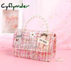 Korean Kids Purses And Handbags Mini Crossbody Cute Girls Pearl Hand Bags Tote Little Girl Small Small Coin Pouch, Korean Kids, Kids Purse, Rose Girl, Purple Girls, Purse Gift, Pink Rabbit, Party Purse, Bags Tote