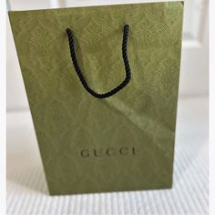 Gucci Shopping Bag - 14”X10”X6” Green Black Rope Handles Green Gucci Bag For Everyday Use, Gucci Black Bag As Gift, Chic Gucci Bag For Gift, Black Gucci Bag As Gift, Rectangular Gucci Bag For Gift, Classic Gucci Bag For Gift, Chic Green Gucci Bag, Gucci Shopping Bag With Top Carry Handle, Green Gucci Shoulder Bag For Shopping