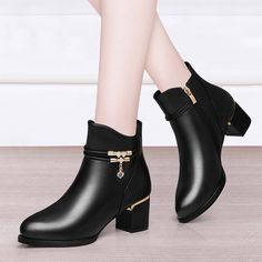 Women Genuine Sheepskin Leather Ankle Boots Casual Autumn Winter Thick High Heels New Chelsea Booties Shoes Korean Fashion M0124 Women Shoes Sheepskin Leather Short Boots Casual Autumn Winter Boots New Thick Heel Boots Korean Style Fashion Size : 34,35,36,37,38,39,40,41 Boot Type: Chelsea Boots Material : Sheepskin Leather Lining Material: (Autumn Style:Synthetic;Winter:Short Plush.) Heel Height : 5 CM Shaft Material: Sheepskin Leather Boot Height: Ankle Toe Shape: Round Toe Fashion Element: Zip Formal Martin Boots With Round Toe, Winter Faux Leather Boots With Low Heel, Winter Closed Toe Heeled Boots In Faux Leather, Winter Closed Toe Faux Leather Heeled Boots, Winter Faux Leather Ankle Boot Heels, Winter Faux Leather Heeled Boots With Closed Toe, Winter Faux Leather Closed Toe Heeled Boots, Winter High Heel Faux Leather Booties, Elegant High Heel Winter Martin Boots