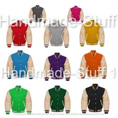 Handmade Unisex Varsity College Jacket, Letterman Jacket Style Front Back Wool & Leather Sleeves Bomber Jacket For Men, Women and kid| (ALL COLORS ARE AVAILABLE) Color : ALMOST ALL COLORS ARE AVAILABLE Sizes : All sizes are available! For Custom size Please Message us (All Sizes are Available) Colour And Hoodie Customization Variety . Handmade Customization Hoodie Varsity Jacket ( Link https://www.etsy.com/listing/1276731485/custom-handmade-unisex-varsity-college?ref=listings_manager_grid If you Patchwork Outerwear For School In Fall, Multicolor Varsity Outerwear For College, Multicolor Varsity Outerwear For Winter, School Cotton Patchwork Outerwear, School Patchwork Cotton Outerwear, Patchwork Cotton Outerwear For School, Multicolor School Winter Outerwear, Multicolor School Outerwear For Fall, Multicolor Fall Outerwear For School