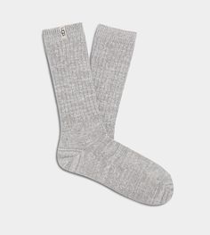 Just slouchy enough, these ultra-soft knit socks are a favorite. Wear around the house, or peeking out from an ankle boot. | 99% Polyester, 1% Spandex | UGG Women's Rib Knit Slouchy Crew Sock Polyester Socks in Grey Ugg Socks, Metallic Socks, Short Uggs, Short Rain Boots, Boot Liners, Crew Sock, Shoe Boutique, Gift Boutique, Womens Uggs