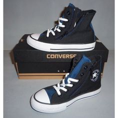 Elevate Your Child's Athletic Style With These Converse Youth Junior Ct Double Zipper Hi Shoes. The Black And Blue Canvas Upper Material, With Zipper Accents, Is Perfect For Any Active Kid. These Lace-Up Shoes Are Designed For Unisex Kids And Come In Size Us 12, With A Medium Shoe Width. Ideal For Kids Who Love To Run, Jump And Play, These Athletic Shoes Are Made With High-Quality Materials That Ensure Durability And Comfort. The Converse Brand Is Known For Its Long-Lasting And Reliable Products Black Sneakers With Zipper Closure For Streetwear, Black Zipper Closure Sneakers For Streetwear, Androgynous Outfits, Kids Converse, Scene Kids, Athletic Style, Blue Canvas, Pretty Shoes, Athletic Fashion