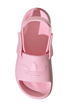 Cushy and comfy, this kid-size sandal molded from soft EVA features a grippy tread and a removable, padded heel strap for stay-on security in any activity. Removable, adjustable hook-and-loop heel strap Textile and synthetic upper/synthetic lining and sole Imported Pink Non-slip Slide Sport Sandals, Beach Non-slip Sandals With Eva Foam, Beach Sandals With Non-slip Eva Foam, Non-slip Pink Eva Flip Flops, Non-slip Eva Foam Slide Sandals, Non-slip Adjustable Fit Open Toe Sport Sandals, Pink Non-slip Eva Flip Flops, Adjustable Fit Non-slip Sport Sandals With Open Toe, Pink Adjustable Fit Sandals For Summer