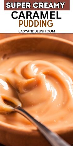 Close up of a bowl of caramel pudding with a side spoon dipped in it. Caramel Pudding Recipe, Caramel Pudding, Global Cuisine, Delish Recipes, Pudding Recipes, Stove Top, Caramel, Almond, Chef