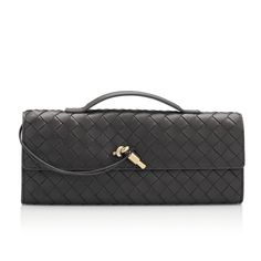 Bottega Veneta Andiamo Clutch Is Crafted Black Intrecciato Design Lambskin Leather. - Metal Knot Closure - Top Handle - 6 Card Slots, One Main Compartment - Brass Finish Hardware - Top Zip Fastening - Measurements: Approx.Height: 13 Cm | 5.1” Width: 31 Cm | 12.2” Depth: 3 Cm | 1.2" - Made In Italy - Comes With A Dust Bag. - Designer Sku Number: 741511vcpp3 - Designer Color: 1019 Andiamo Clutch, Bottega Veneta Andiamo, Bottega Veneta Mini Pouch, Bottega Veneta The Pouch, Bottega Veneta Pouch, Bottega Veneta Clutch, Cartoon Crazy, Bottega Veneta Bags, Bottega Veneta Intrecciato