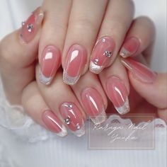 Jelly Nails With Gold, Nail Techniques, Cat Eye Nails, Nail Arts, Gold Nails, Pink Nails