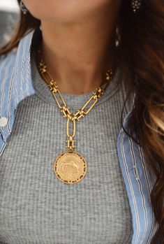 Rhode Necklace – Brinker + Eliza Luxury Vintage Medallion Jewelry, Luxury Timeless Gold Medallion Necklace, Luxury Vintage Medallion Necklace, Luxury Timeless Round Medallion Necklace, Gold Chain Necklace Womens, Gold Coin Jewelry, Gold Jewels Design, All Day Everyday, Gold Bride Jewelry