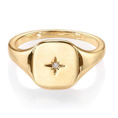 14k Yellow Gold Plated Engraved Signet North Star Ring | Dainty Minimalist Lightweight Thick Statement Ring ~ Unisex New! Retail Price - $89 14k Yellow Gold Triple Plating Simulated Diamond Center North Star Etched Center Diamond Alternative Style - Bohemian Signet Unisex - Mens / Womens Handmade Gift Box & Jewelry Cleaning Cloth Included! Multiple Sizes Available! 5, 6, 7, 8, 9 #080115 **Also Available In 14k Rose Or White Gold** -14k Yellow Gold Diamond North Star Signet Ring | Dainty Unisex T North Star Ring, Engraved Signet Ring, Square Jewelry, Diamond Alternatives, Wedding Jewelry Bracelets, Jewelry Images, Star Ring, Women Diamond, Ring Dainty