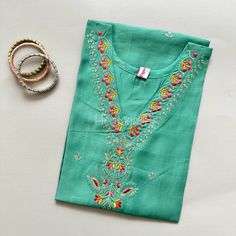 Please Read the listing detail before ordering. If you have any questions regarding sizing please please reach out to us. Beautiful  Sage Green    Reva silk Kurti  with Thread  embroidery  and beautiful floral embroidery all over Kurti  Sleeves: 3/4th  Fabric: Reva Silk  combination of Rayon and Linen feel to it.  Neck line is V-neck  Sizes   Medium 38  Large      40  XL           42  XXL         44 3XL          46  4XL          48 5XL          50  40" in length  3/4th sleeves  ⚠️Dupatta , and P Embroidered Green Art Silk Sets, Pista Green Cotton Salwar Kameez With Floral Embroidery, Spring Silk Kurta With Zari Work, Green Straight Kurta Set With Embroidered Border, Silk Kurta With Zari Work For Spring, Spring Pista Green Kurta With Resham Embroidery, Green Embroidered Straight Kurta, Green Straight Kurta With Embroidered Border, Pista Green Kurta With Resham Embroidery For Spring