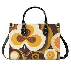 Get ready to add some flower power to your wardrobe with this groovy retro satchel! Featuring a fun and playful print, this satchel will add a pop of color and personality to any outfit. With a spacious interior and convenient pockets, it's both stylish and functional. (Peace and love, man!) Premium PU Leather: Crafted from high-quality PU leather for durability and style. Versatile Sizing: Available in three sizes to suit your needs and preferences. Sturdy Top Handles: Features two sturdy top h Retro Brown Crossbody Bag, Retro Brown Bag For Daily Use, Retro Brown Shoulder Bag With Double Handle, Vintage Double Handle Satchel For On-the-go, Retro Brown Satchel Shoulder Bag, Retro Brown Tote Shoulder Bag, Retro Brown Satchel With Adjustable Strap, Retro Brown Shoulder Bag For On-the-go, Retro Brown Satchel For Everyday Use