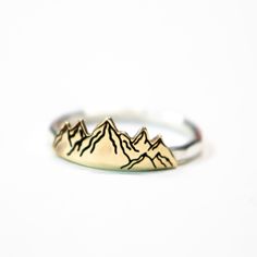 Mountain Range Ring, Sterling Ring, Stacking Ring, Mountain Ring, Womens, Nature Ring, Boho Ring, Gold Mountain Ring, Brass Mountains, Band I couldnt wait to bring this New Mountain Range Ring to my stores! A beautiful ring exclustive to LittleGreenRoom that is unique and one that you will love to wear for years to come. A great gift for a traveler, adventurer, or a nature lover too! A reminder that no mountain is too high to climb and that the best views are always at the top after the hardest Hipster Rings, Gold Mountain, Mountain Ring, Sunflower Ring, Nature Ring, Ring Stacking, Boho Ring, Mountain Range, Love Ring