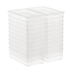 two plastic storage containers with lids on each side