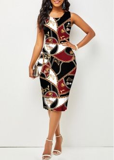 Color:Multi Color;Size:S;Size:M;Size:L;Size:XL;Size:XXL;Decoration:Bodycon;Package Contents:1 X Dress;Color Scheme:Multi Color;Season:Summer;Style:Elegant;Silhouette:Sheath;Sleeve&apos;s Length:Sleeveless;Dress Length:Mid Calf;Pattern Type:Print;Neckline:Round neck;Washing Instructions:Hand Wash;Composition:95% Polyester, 5% Spandex; Elegant Multicolor Sleeveless Midi Dress, Elegant Sleeveless Multicolor Midi Dress, Elegant Multicolor Sleeveless Bodycon Dress, Elegant Sleeveless Multicolor Bodycon Dress, Style Bleu, Mode Rose, Straight Clothes, Sleeveless Bodycon Dress, Neck Bodycon Dress