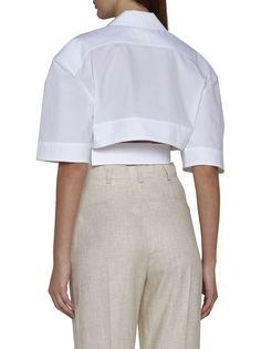 Shirt from JacquemusComposition: ->cotton, 100% | Jacquemus Women's Shirt in White | SS24 Jacquemus Shirt, Pointed Flat Collar, The Chic, Cotton Poplin, Luxury Retail, Luxury Boutique, Stretch Cotton, Shirt Shop, Cut Out