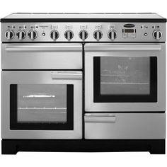 an oven with two burners on each side and one door open to the other