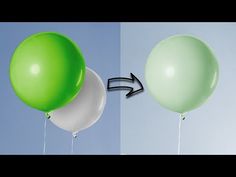 two balloons with the same green and white balloon attached to each other, side by side