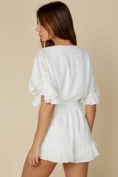 Flawless and eye-catching, the Naomi frill trim romper is sure to make an entrance at any summer gathering. This gorgeous romper complete with flutter sleeves, drawstrings around the waist area, and a low v-neckline, is the perfect pair of romantic and feminine vibes. Style with a some platform open-toe sandals Feminine Vibes, Summer Gathering, Ruffle Romper, Neck Ruffle, Open Toe Sandals, Flutter Sleeves, Flutter Sleeve, No Frills, Perfect Pair