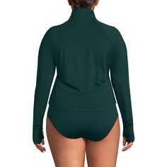 This sporty long sleeve rash guard is perfect for activities in and out of the water thanks to the moisture-wicking, UPF 50 fabric. The quarter zip neckline lets you adjust how much coverage you want on your chest and the rounded hemline is stylish while allowing you to move freely, no matter the activity. High Neck Tankini Top, High Neck Tankini, Cropped Crewneck, Long Torso, Womens Tie, Swimwear Fashion, Rash Guard, Swimsuit Tops, Lands End