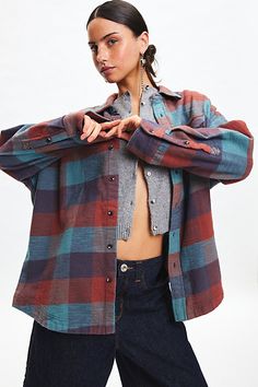 Elevated essential BDG shirt in an oversized, boxy fit. Designed in a soft cotton flannel featuring a collared neckline, button-down front, long sleeves and a curved hem. Topped with a chest pocket. Exclusively at Urban Outfitters. Features BDG Dani oversized flannel shirt Slouchy flannel shirt jacket Soft brushed cotton flannel Collared neckline and long sleeves with buttoned cuffs Front chest pocket Button-down front Curved hem Boxy, oversized fit Tunic length Button closure UO exclusive Conte Oversized Red Flannel Shirt For Fall, Oversized Red Long Sleeve Flannel Shirt, Trendy Oversized Button-up Flannel Shirt, Oversized Red Shirt For Fall, Oversized Flannel Button-up Tops, Relaxed Fit Flannel Button-up Top, Oversized Flannel Collared Shirt, Trendy Collared Cotton Flannel Shirt, Oversized Cotton Flannel Shirt