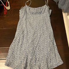 Mini Dress! Adorable! Nwot Casual Mini Sundress For Dress Down, Casual Mini Length Sundress, Blue Casual Sundress For Date Night, Casual Flowy Mini Sundress, Casual Knee-length Sundress For Date Night, Casual Mini Sundress, Blue Fitted Casual Sundress, Fitted Blue Casual Sundress, Casual Cotton Sundress For Date Night