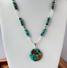 Handmade Turquoise Agate Beaded Necklaces, Turquoise Gemstone Necklaces With Round Beads, Turquoise Gemstone Beads Pendant Jewelry, Turquoise Jewelry With Round Natural Stone Beads, Unique Turquoise Jewelry With Spacer Beads, Turquoise Jasper Jewelry For Jewelry Making, Elegant Handmade Turquoise Chrysocolla Necklace, Unique Turquoise Necklaces, Turquoise Jasper For Jewelry Making